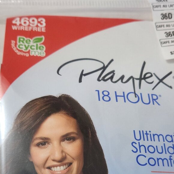 Playtex 18 Hour Bra Cafe Au Lait 36D #4693 Wireless Tagless 4-Way Support - Picture 4 of 8